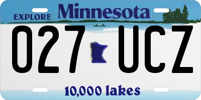 MN license plate 027UCZ