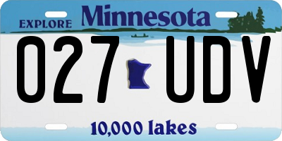 MN license plate 027UDV