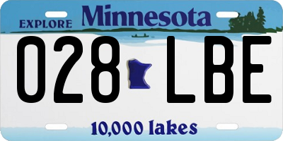 MN license plate 028LBE
