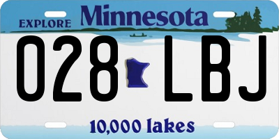 MN license plate 028LBJ
