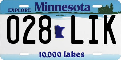 MN license plate 028LIK