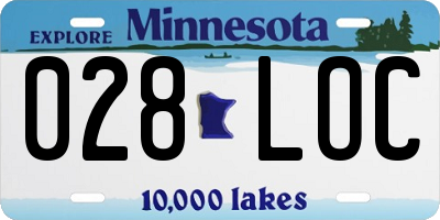MN license plate 028LOC