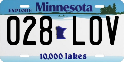MN license plate 028LOV