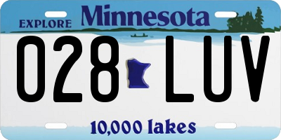 MN license plate 028LUV