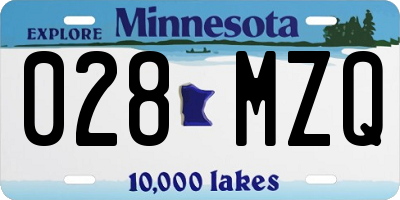 MN license plate 028MZQ