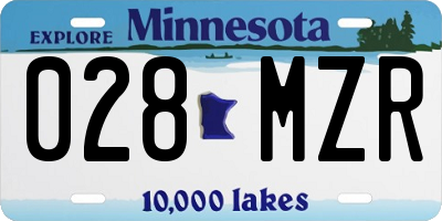 MN license plate 028MZR