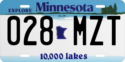 MN license plate 028MZT