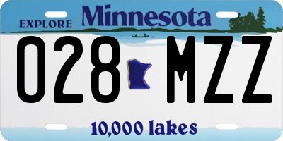 MN license plate 028MZZ