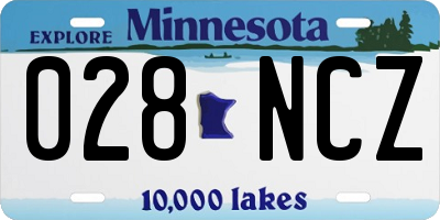 MN license plate 028NCZ