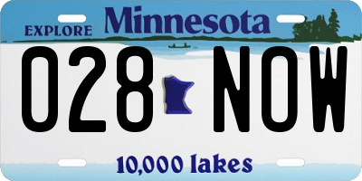 MN license plate 028NOW