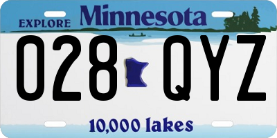 MN license plate 028QYZ