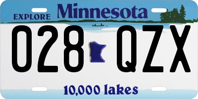 MN license plate 028QZX