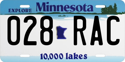 MN license plate 028RAC