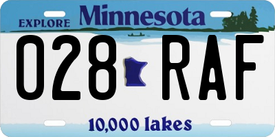 MN license plate 028RAF
