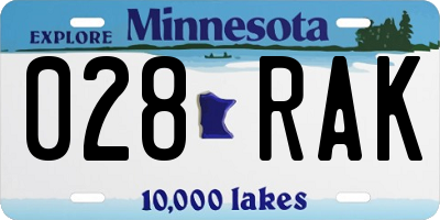 MN license plate 028RAK