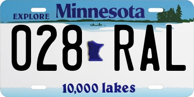 MN license plate 028RAL