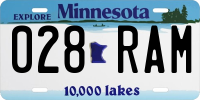 MN license plate 028RAM