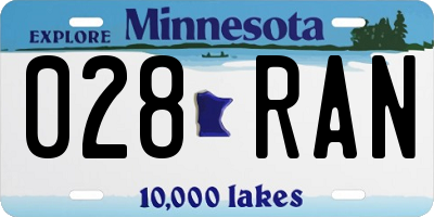 MN license plate 028RAN