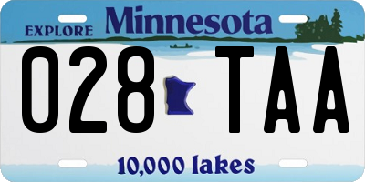 MN license plate 028TAA