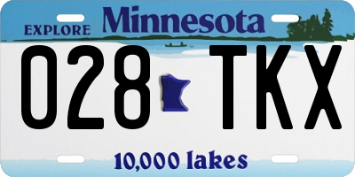 MN license plate 028TKX