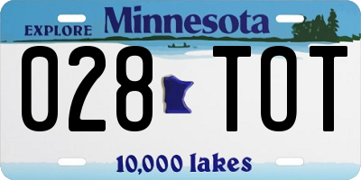 MN license plate 028TOT