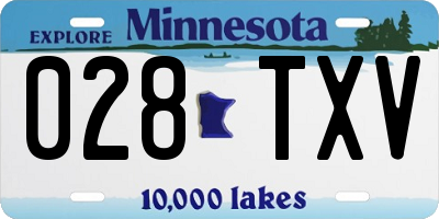 MN license plate 028TXV