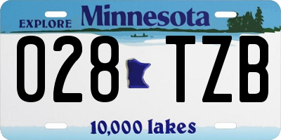 MN license plate 028TZB