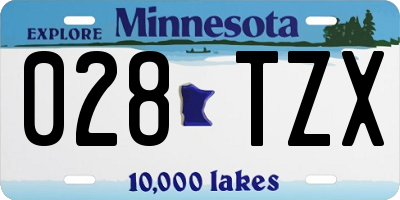 MN license plate 028TZX