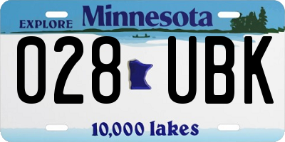 MN license plate 028UBK