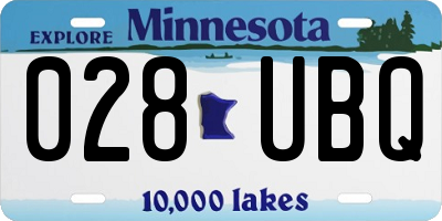 MN license plate 028UBQ