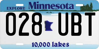MN license plate 028UBT