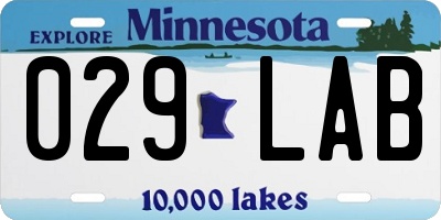 MN license plate 029LAB