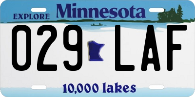 MN license plate 029LAF