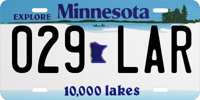 MN license plate 029LAR