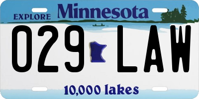 MN license plate 029LAW