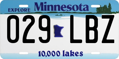 MN license plate 029LBZ