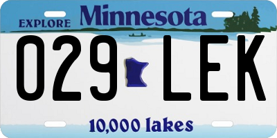 MN license plate 029LEK