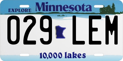 MN license plate 029LEM