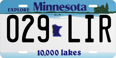 MN license plate 029LIR