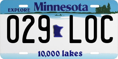 MN license plate 029LOC