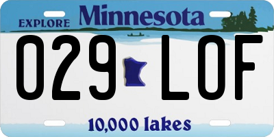 MN license plate 029LOF