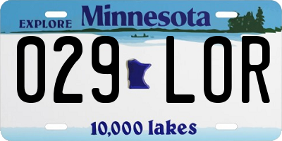 MN license plate 029LOR
