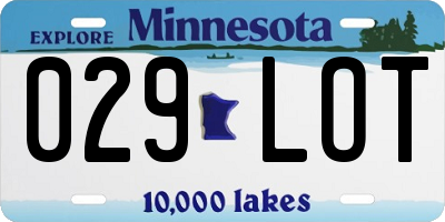 MN license plate 029LOT