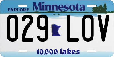 MN license plate 029LOV