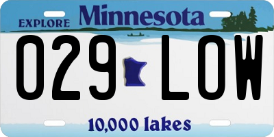 MN license plate 029LOW