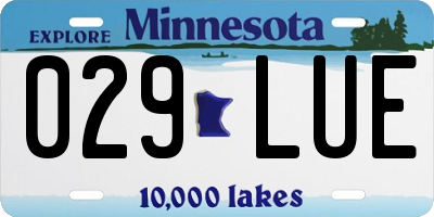 MN license plate 029LUE
