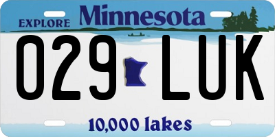 MN license plate 029LUK