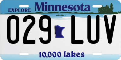 MN license plate 029LUV