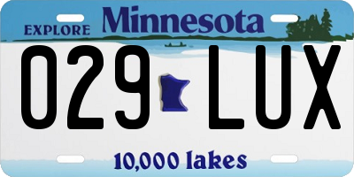 MN license plate 029LUX