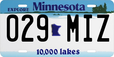 MN license plate 029MIZ